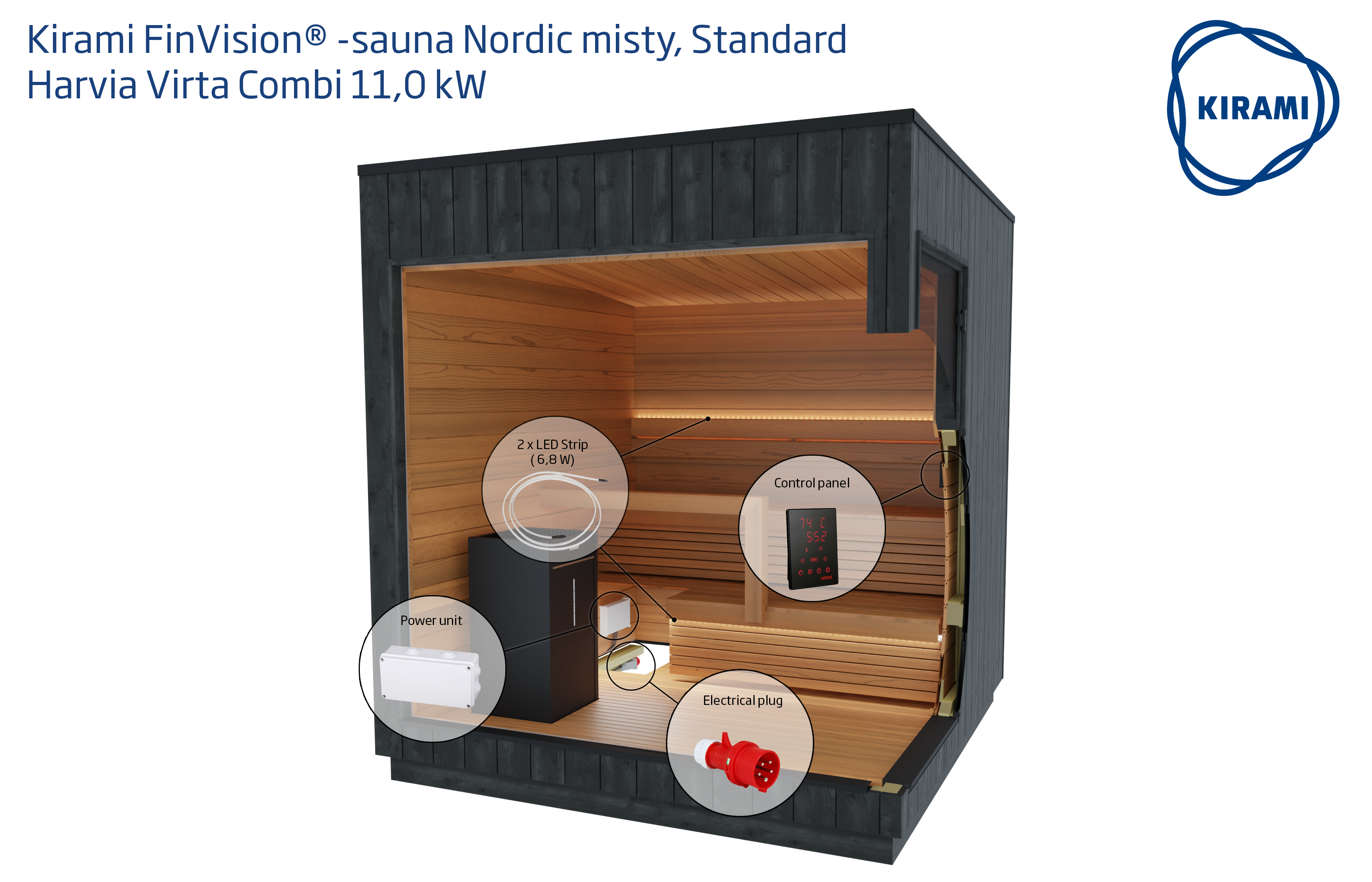 Kirami FinVision sauna Nordic misty Electricity