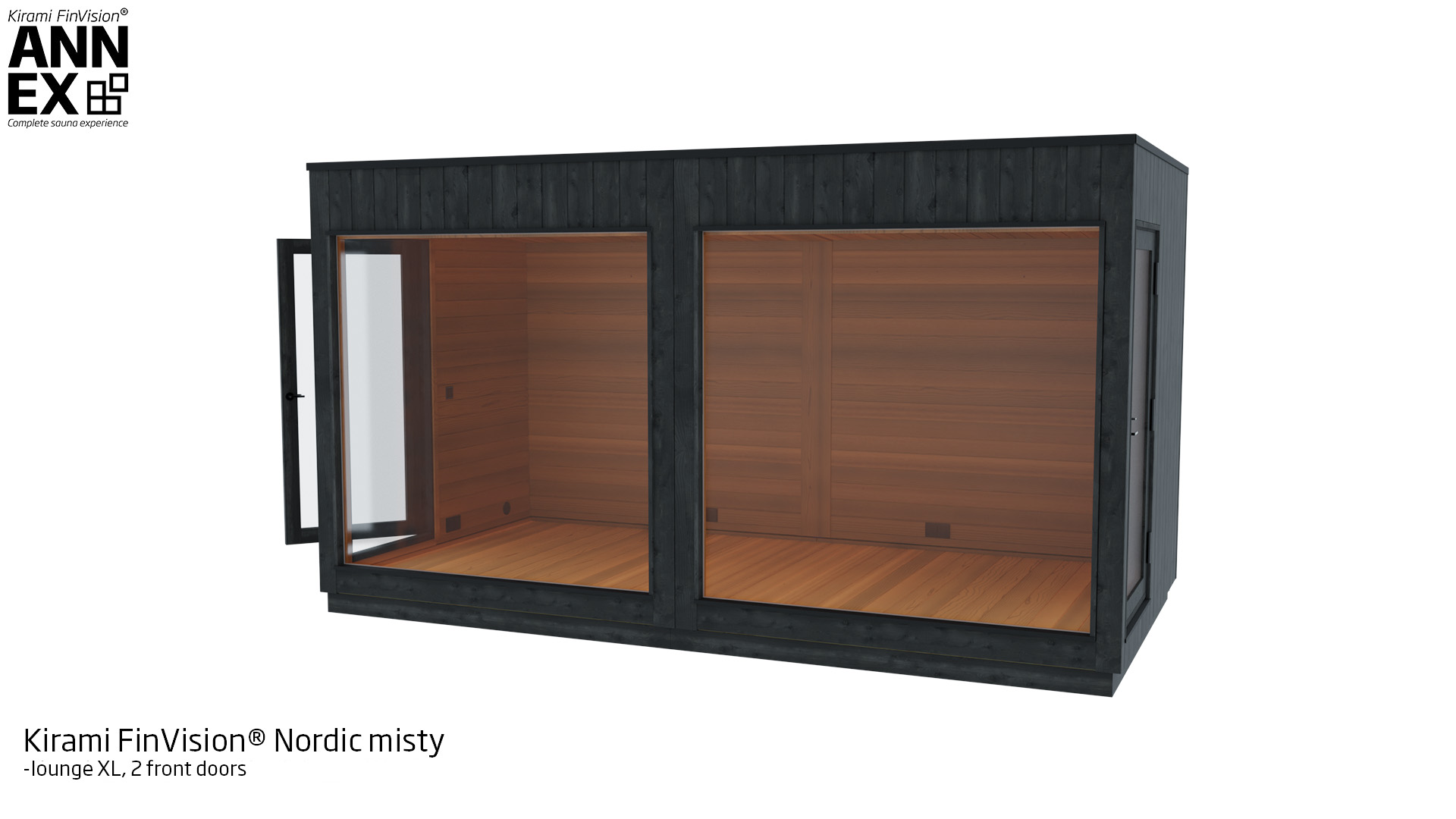 Kirami FinVision® -lounge XL Nordic misty with 2 front doors | Kirami FinVision® Annex
