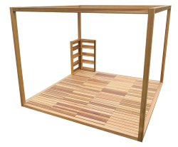 Kirami Pergola ger skydd för badstunden