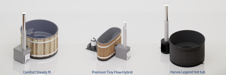 De hottub kan op elektriciteit of met hout verwarmd worden | Premium Tiny Flow Hybrid