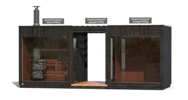 Kirami FinVision® -sauna M Misty, -pergola S Misty, -lounge M Misty