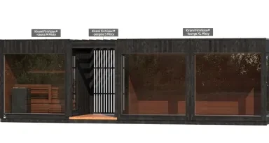 Kirami FinVision® -sauna M Misty, -pergola S Misty, -Lounge XL Misty