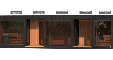 Kirami FInVision® -sauna M Misty, -terrace S Misty, -lounge M Misty, -terrace S Misty, -sauna S Misty
