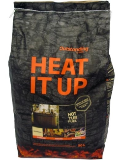 Heat it up houtskool is een ecologisch alternatief voor het verwarmen van de barbecue en de hottub.
