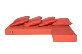 Coussins pour ensemble de canapé (avec canapé, pouf et 4 x oreillers), orange