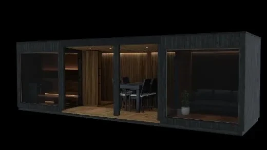 Kirami FinVision® -lounge M Misty, Sauna, Terassi S ja M, Lounge, (Left) 1 ovi - Annex